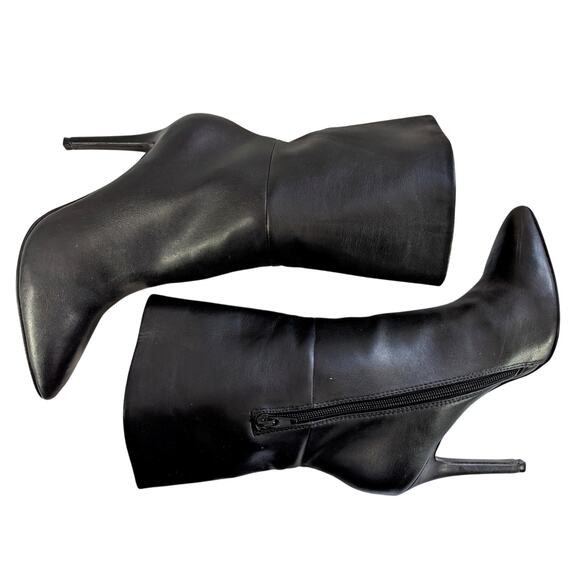 CHARLES DAVID! BLACK VEGAN LEATHER STILETTO, POINTY TOE, ZIP ANKLE BOOTS! SZ 8M - Picture 9 of 13